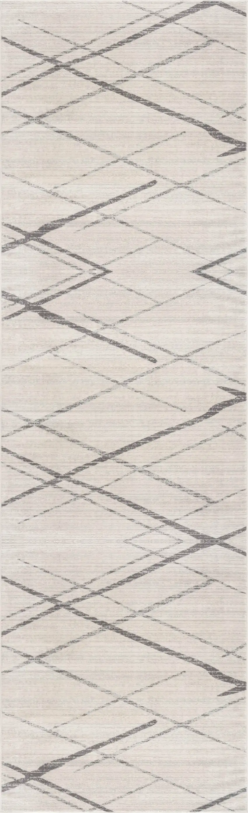 12' Beige And Gray Abstract Runner Rug Photo 8