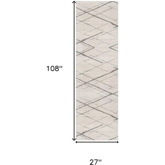 9' Beige And Gray Abstract Runner Rug Photo 3