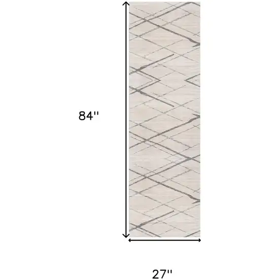 7' Beige And Gray Abstract Runner Rug Photo 3