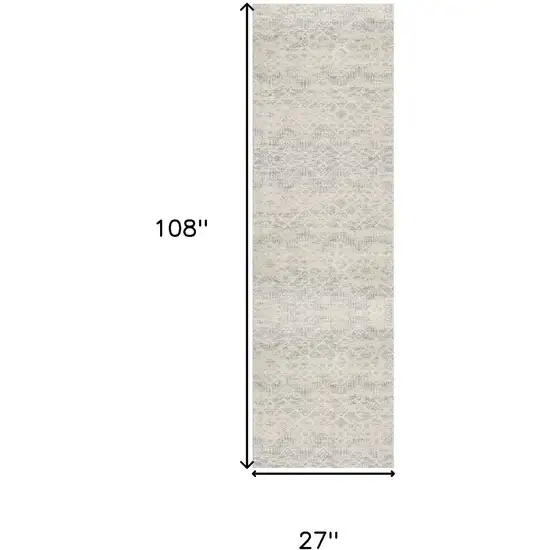 9' Beige And Gray Abstract Runner Rug Photo 8