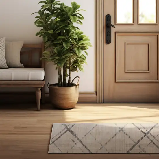 16' Beige And Gray Abstract Runner Rug Photo 6