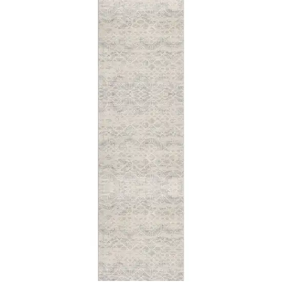 12' Beige And Gray Abstract Runner Rug Photo 1