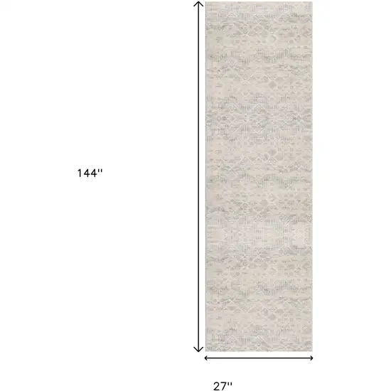 12' Beige And Gray Abstract Runner Rug Photo 5