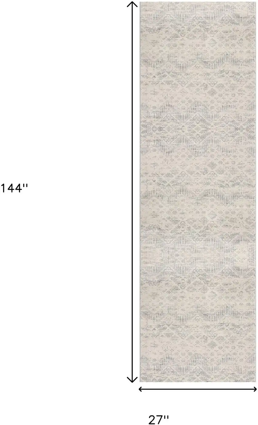12' Beige And Gray Abstract Runner Rug Photo 5