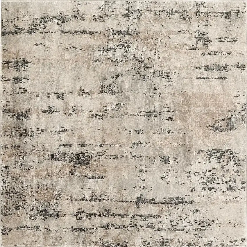 5' Beige And Gray Abstract Square Rug Photo 2