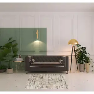 Photo of 5' Beige And Gray Abstract Square Rug