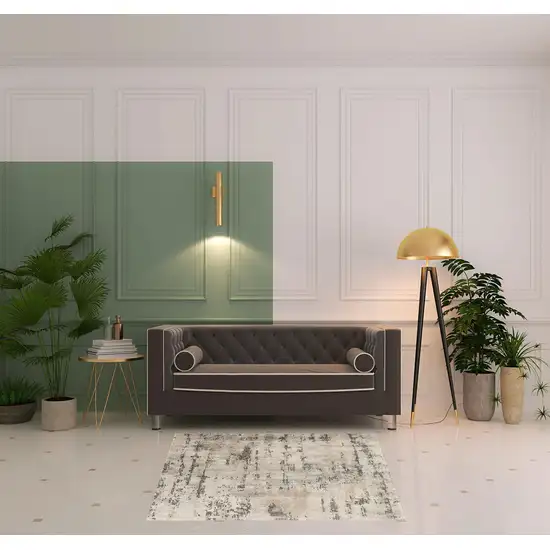 5' Beige And Gray Abstract Square Rug Photo 1