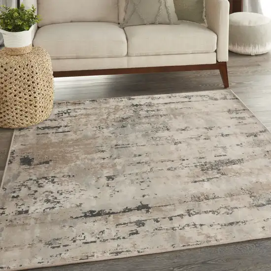 5' Beige And Gray Abstract Square Rug Photo 5