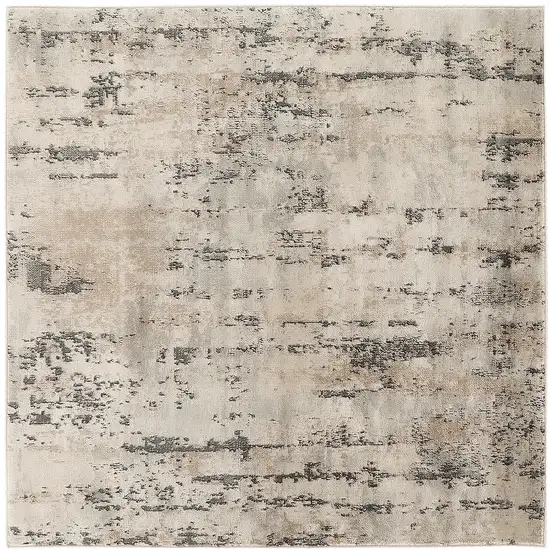 5' Beige And Gray Abstract Square Rug Photo 3