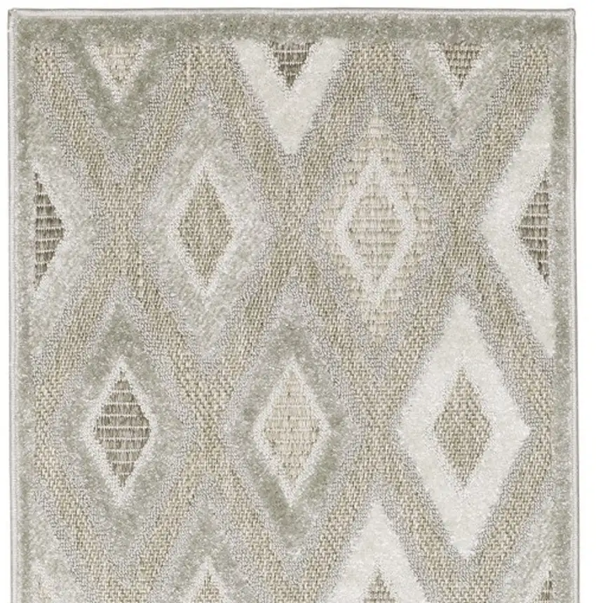 8' Beige And Gray Diamond Runner Rug Photo 7