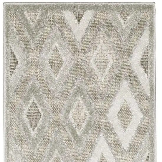 8' Beige And Gray Diamond Runner Rug Photo 7