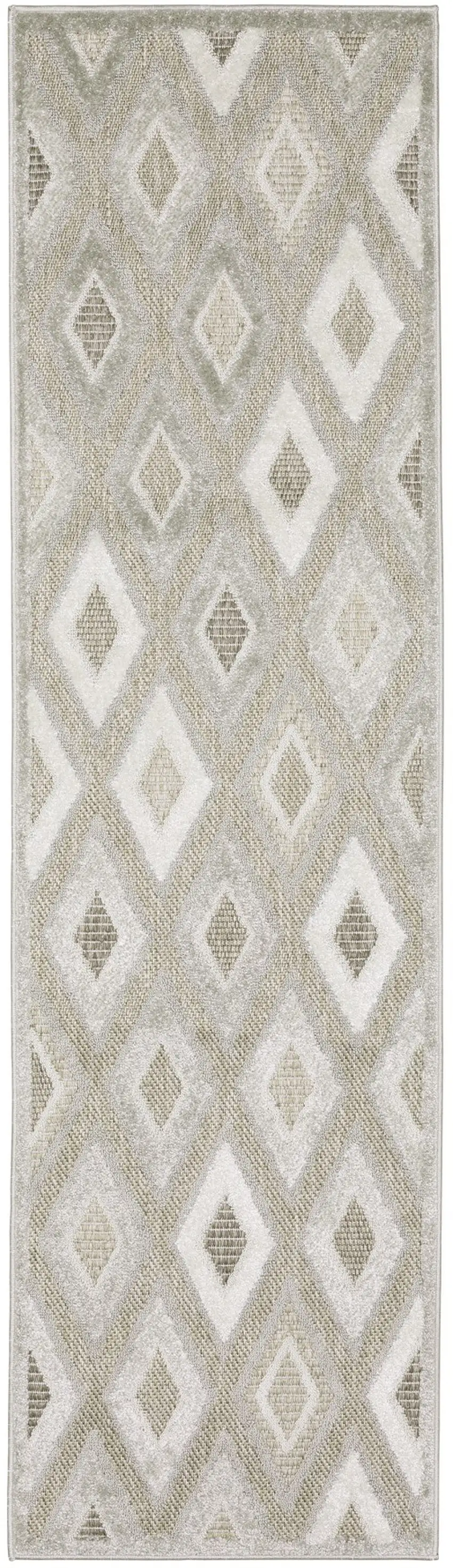 8' Beige And Gray Diamond Runner Rug Photo 2