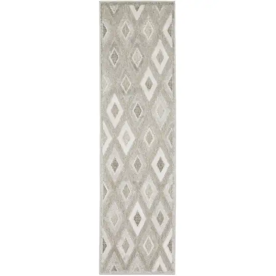8' Beige And Gray Diamond Runner Rug Photo 2