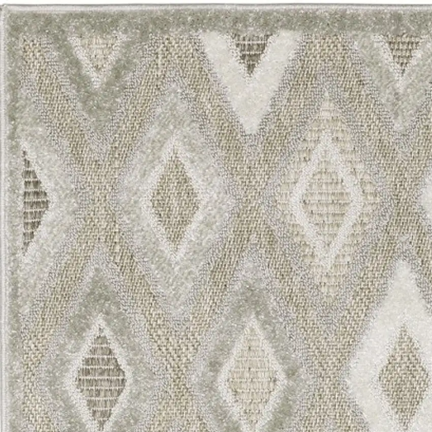8' Beige And Gray Diamond Runner Rug Photo 6