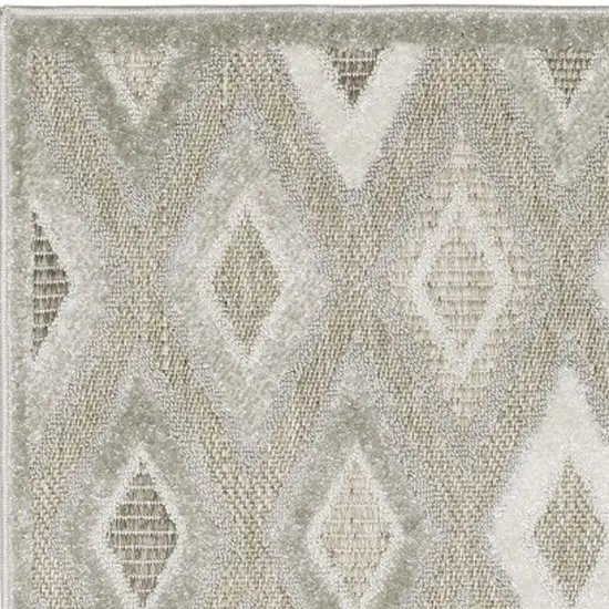 8' Beige And Gray Diamond Runner Rug Photo 6