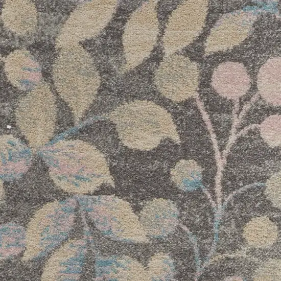 7' Beige And Gray Floral Vines Runner Rug Photo 5