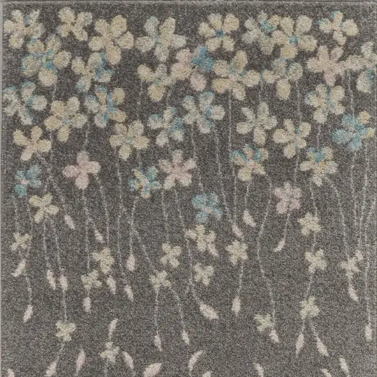 7' Beige And Gray Floral Vines Runner Rug Photo 7