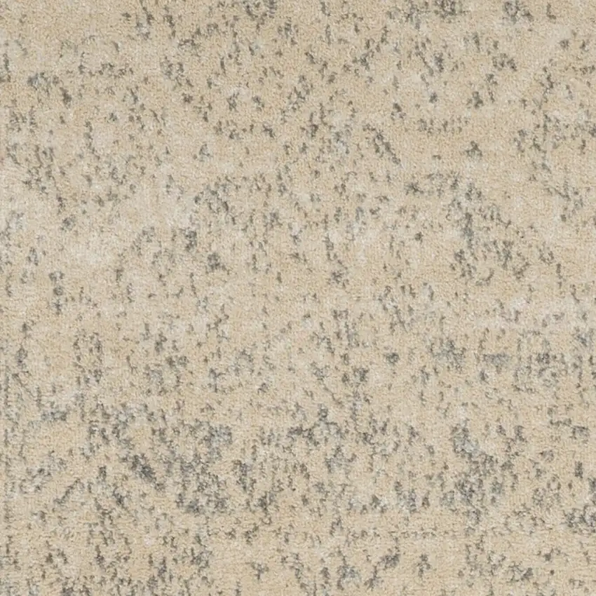 7' Beige And Gray Geometric Distressed Runner Rug Photo 4