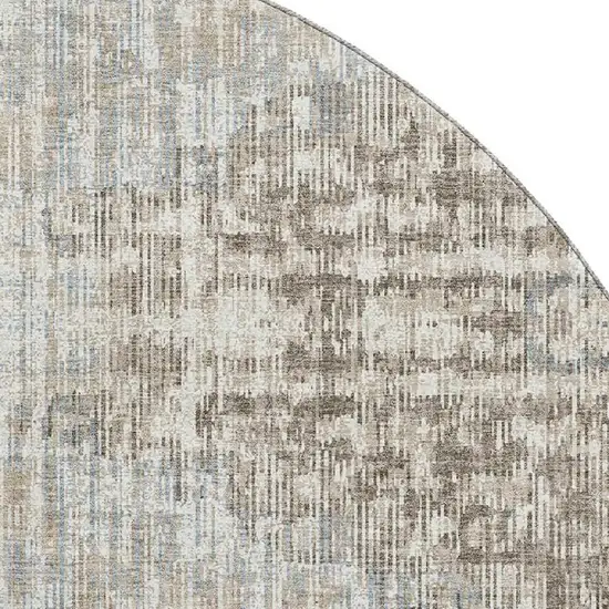 8' Beige And Gray Geometric Washable Round Rug With UV Protection Photo 3