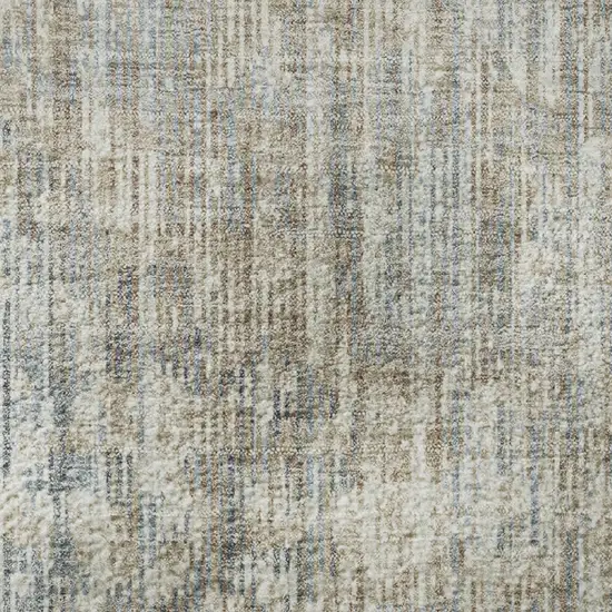 8' Beige And Gray Geometric Washable Round Rug With UV Protection Photo 9