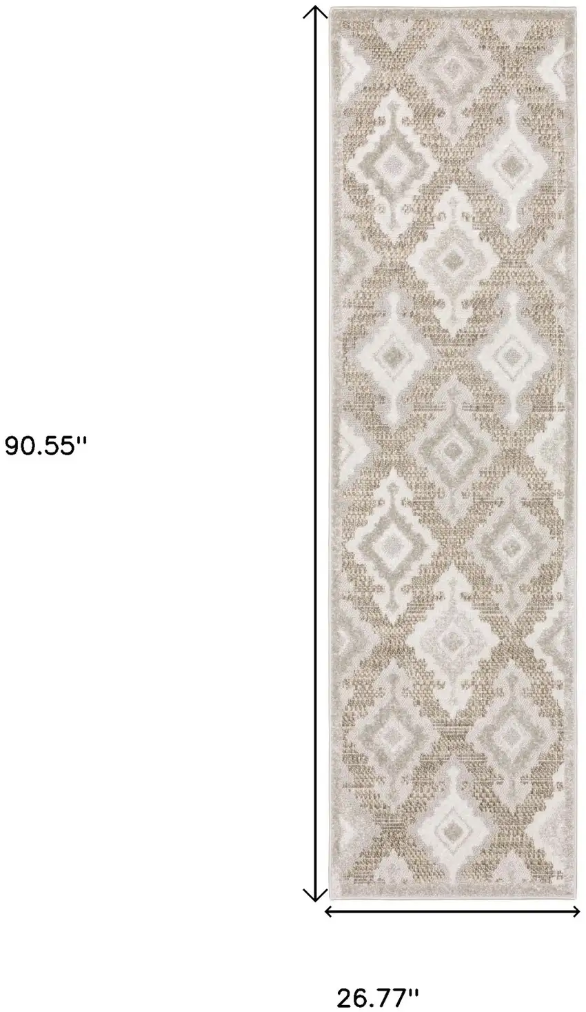 8' Beige And Gray Oriental Runner Rug Photo 3