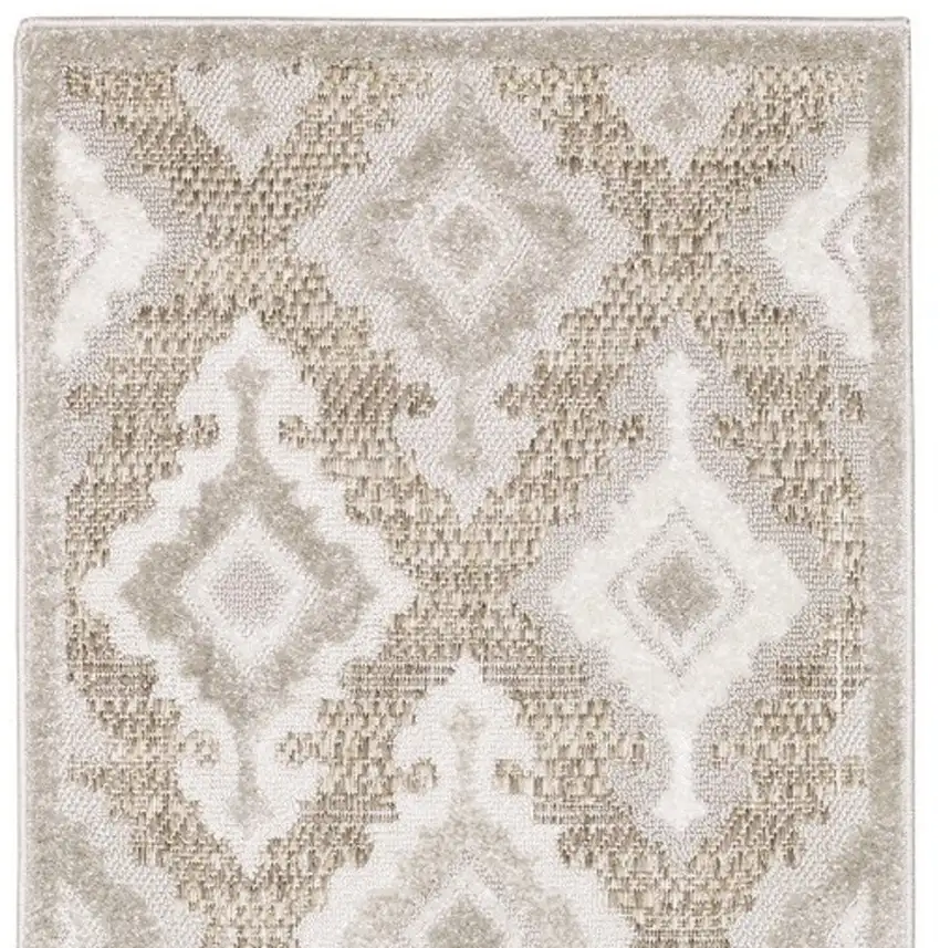 8' Beige And Gray Oriental Runner Rug Photo 6