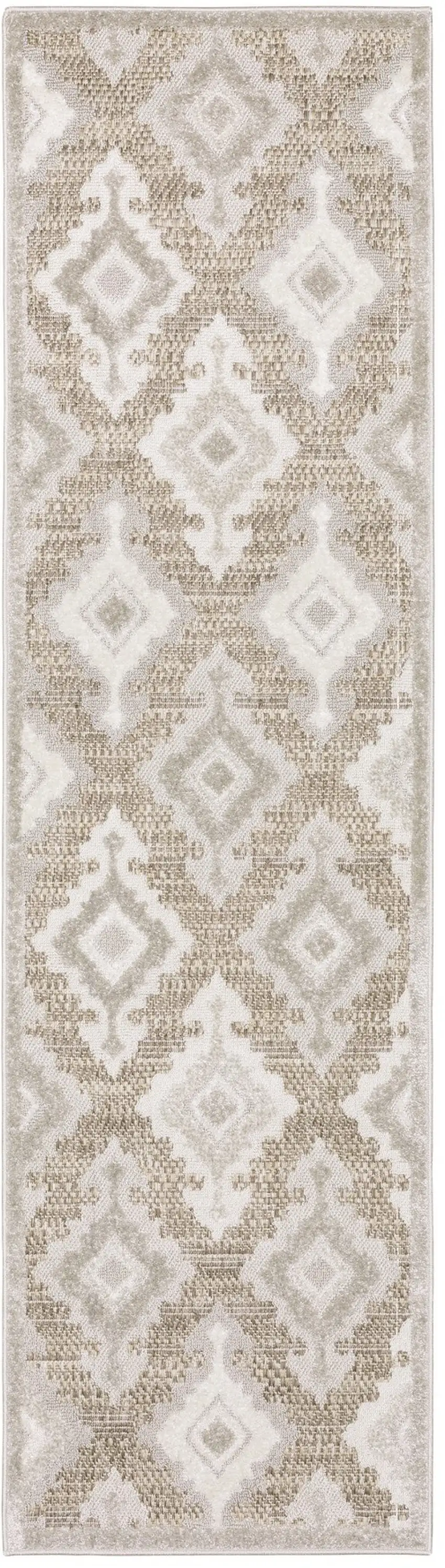 8' Beige And Gray Oriental Runner Rug Photo 2