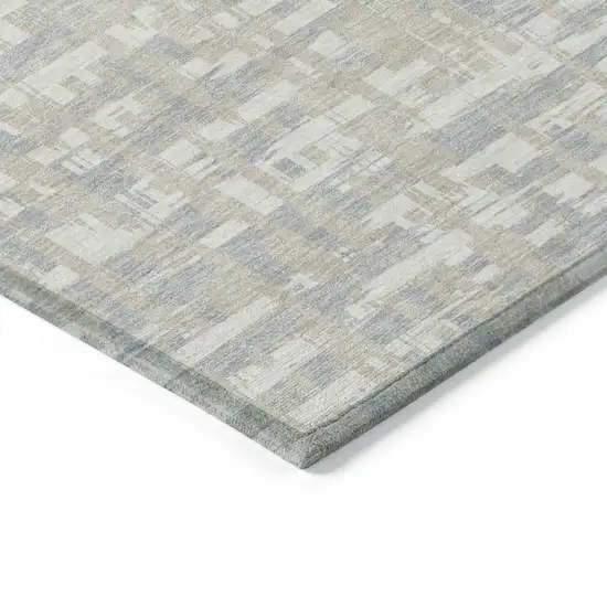 8' Beige And Gray Round Abstract Washable Indoor Outdoor Area Rug Photo 4
