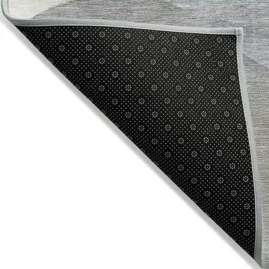 8' Beige And Gray Round Abstract Washable Indoor Outdoor Area Rug Photo 9