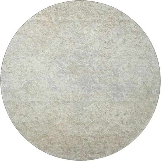 8' Beige And Gray Round Abstract Washable Indoor Outdoor Area Rug Photo 5
