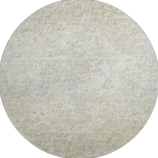 8' Beige And Gray Round Abstract Washable Indoor Outdoor Area Rug Photo 4