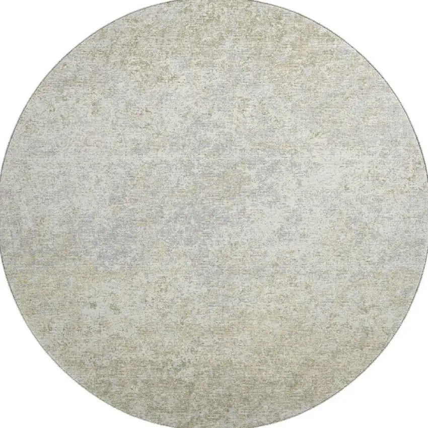 8' Beige And Gray Round Abstract Washable Indoor Outdoor Area Rug Photo 4