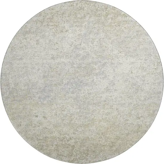 8' Beige And Gray Round Abstract Washable Indoor Outdoor Area Rug Photo 2