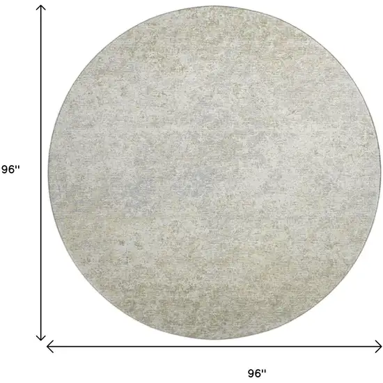 8' Beige And Gray Round Abstract Washable Indoor Outdoor Area Rug Photo 3