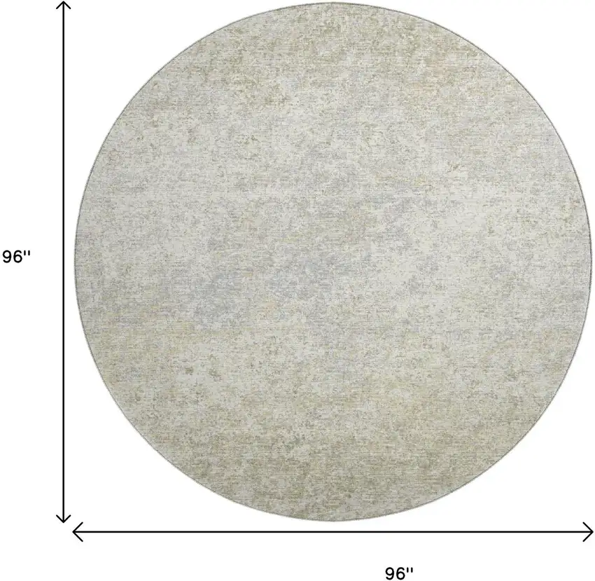 8' Beige And Gray Round Abstract Washable Indoor Outdoor Area Rug Photo 3