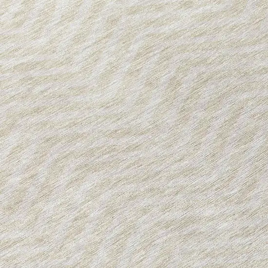 8' Beige And Gray Round Chevron Washable Indoor Outdoor Area Rug Photo 8