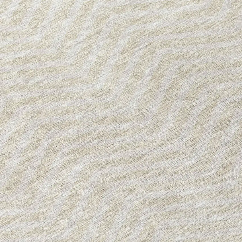 8' Beige And Gray Round Chevron Washable Indoor Outdoor Area Rug Photo 8