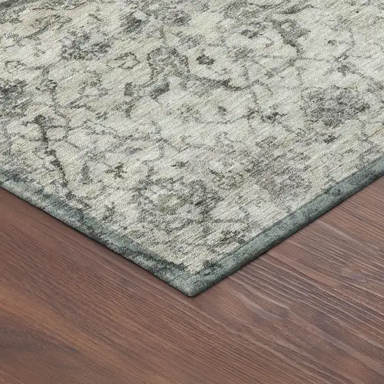 8' Beige And Gray Round Damask Washable Indoor Outdoor Area Rug Photo 8