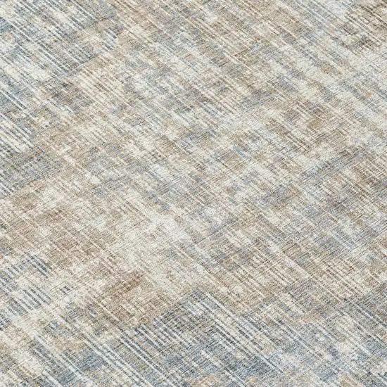 8' Beige And Gray Round Geometric Washable Indoor Outdoor Area Rug Photo 9