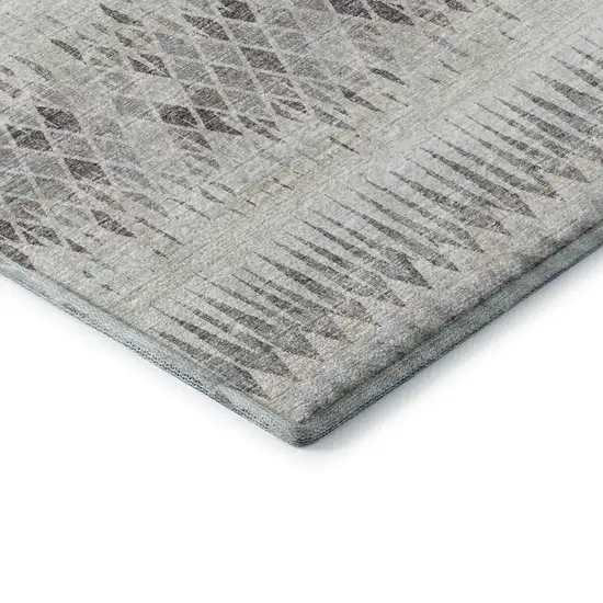 8' Beige And Gray Round Ikat Washable Indoor Outdoor Area Rug Photo 6