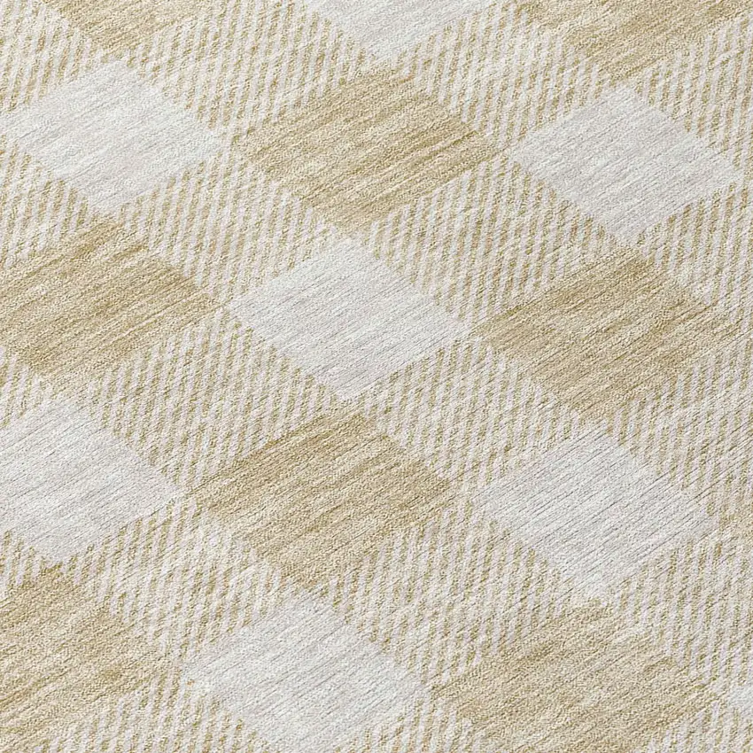 8' Beige And Gray Round Plaid Washable Indoor Outdoor Area Rug Photo 7