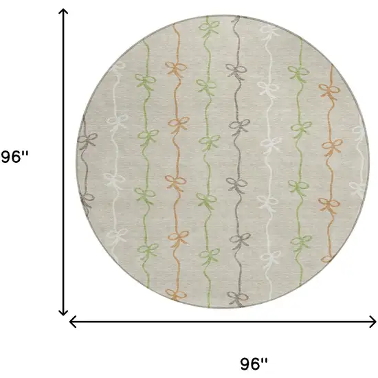 8' Beige And Gray Round Southwestern Washable Indoor Outdoor Area Rug Photo 6