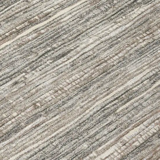 8' Beige And Gray Round Striped Washable Indoor Outdoor Area Rug Photo 8