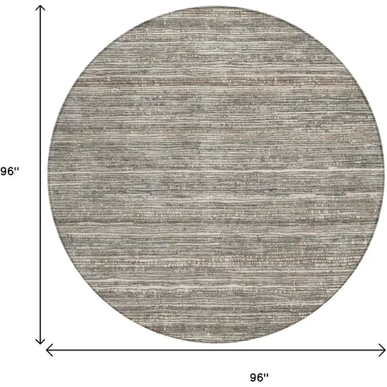 8' Beige And Gray Round Striped Washable Indoor Outdoor Area Rug Photo 9