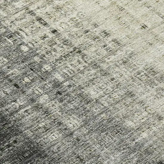 8' Beige And Gray Round Striped Washable Indoor Outdoor Area Rug Photo 9