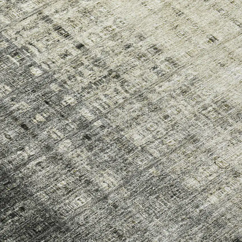 8' Beige And Gray Round Striped Washable Indoor Outdoor Area Rug Photo 9