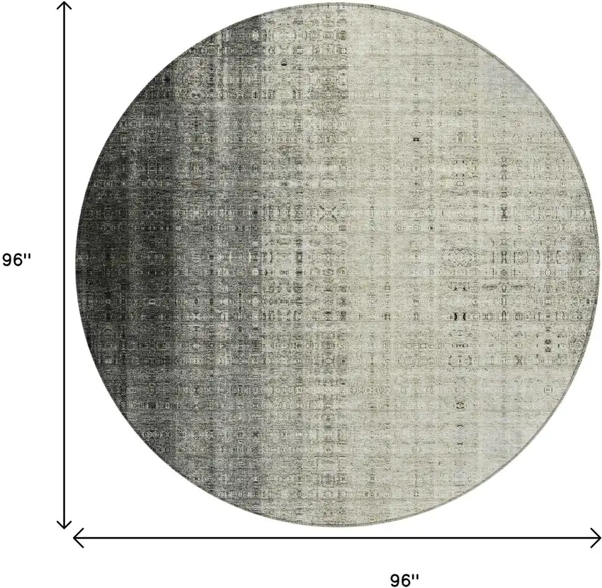 8' Beige And Gray Round Striped Washable Indoor Outdoor Area Rug Photo 3