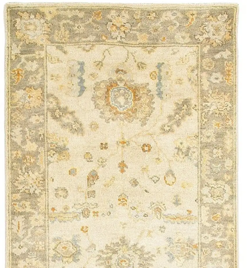 10' Beige And Gray Wool Oriental Hand Knotted Runner Rug Photo 4