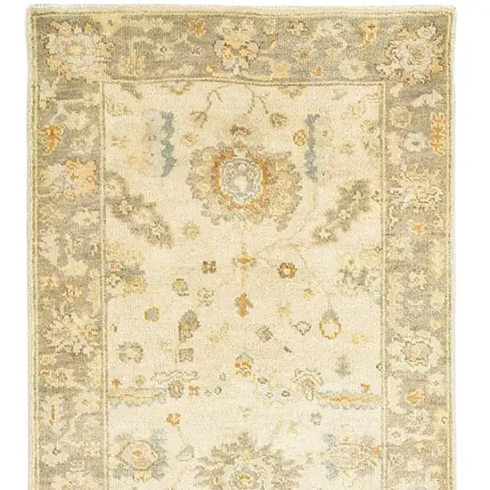 10' Beige And Gray Wool Oriental Hand Knotted Runner Rug Photo 4