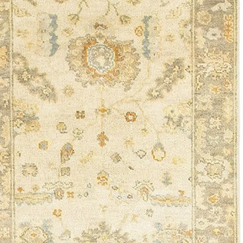 10' Beige And Gray Wool Oriental Hand Knotted Runner Rug Photo 5